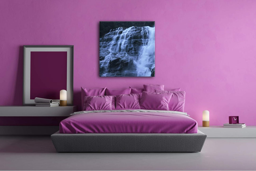 deyoli stürmischer Wasserfall Format: 70x70 als Leinwand, Motiv fertig gerahmt auf Echtholzrahmen, H