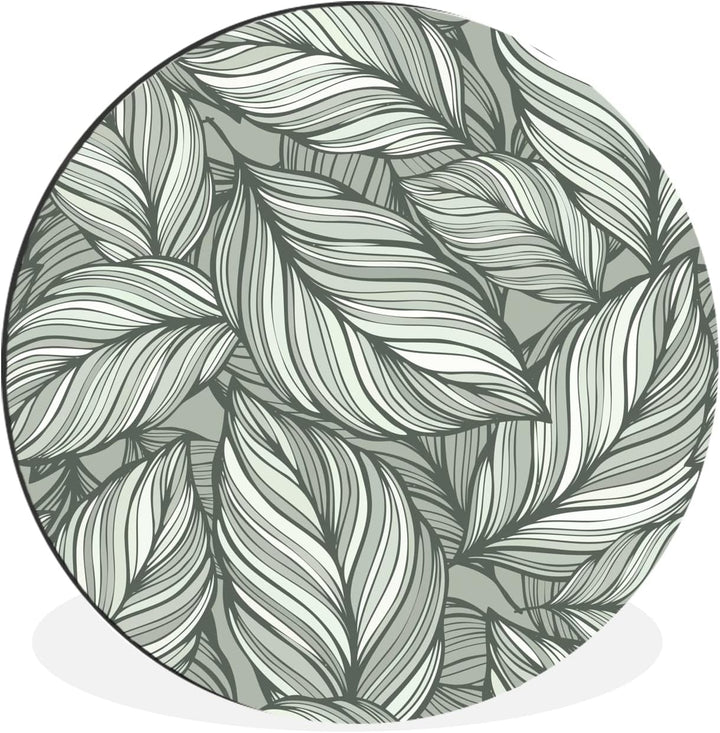 MuchoWow Wandbild Rund Wanddeko Deko Wohnzimmer Bilder 30x30 cm Blumen - Illustration - Schwarz - We