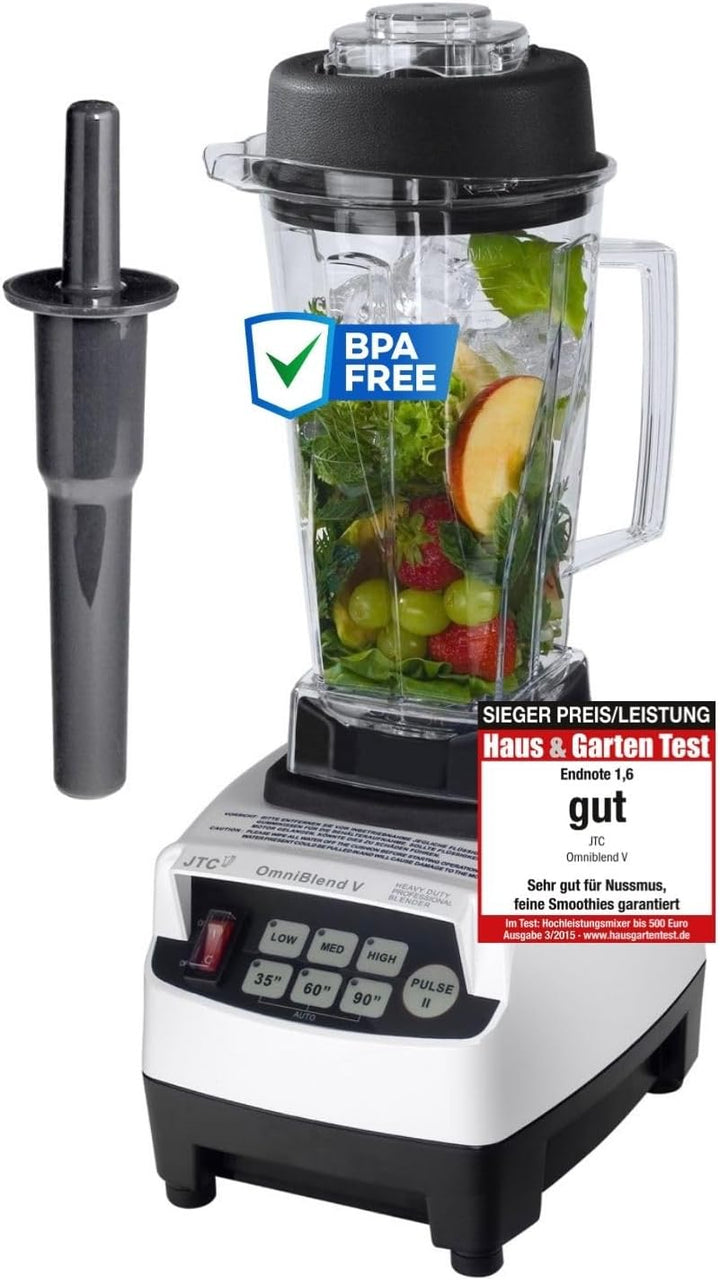 OmniBlend Smoothie Maker 2L in weiss I Smoothie Mixer inkl. BPA-freiem Behälter & 6-Klingen-System a