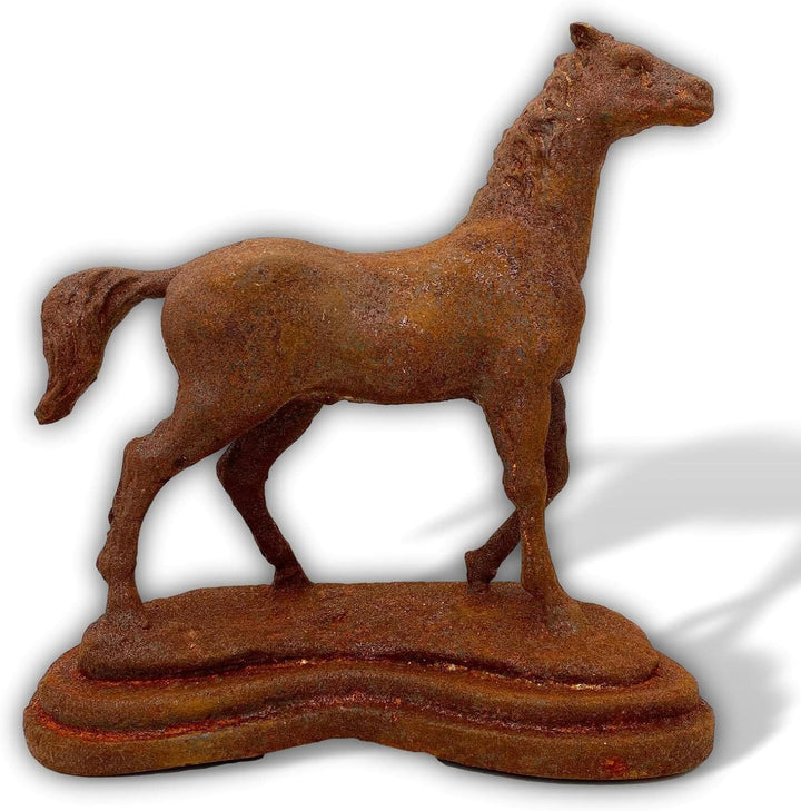 Skulptur Pferd Statue Figur Eisen Rost Garten Dekoration 31cm Antik-Stil