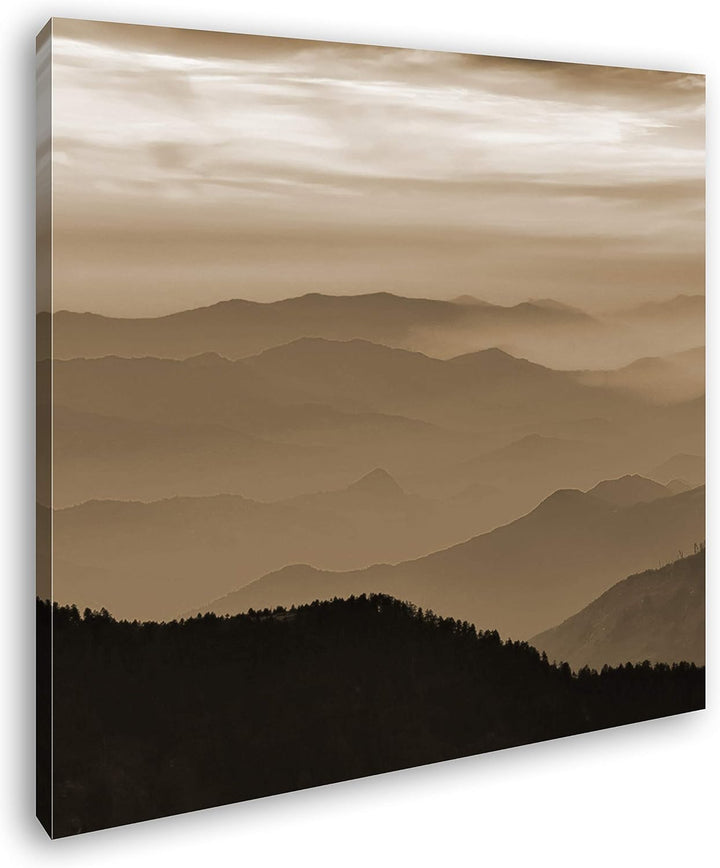 deyoli malerische Berge Format: 70x70 Effekt: Sepia als Leinwandbild, Motiv fertig gerahmt auf Echth