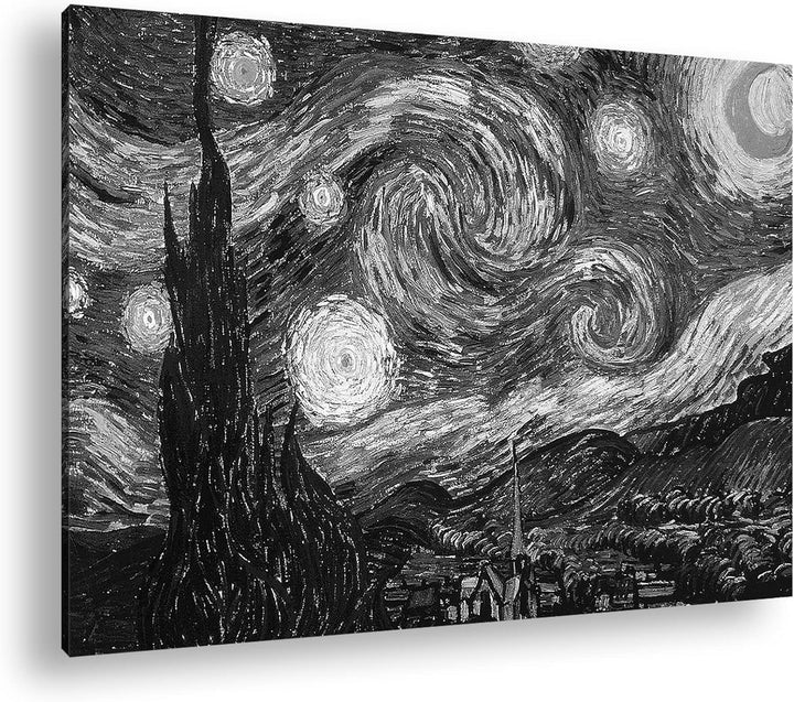 deyoli Sternenklarer Himmel Van Gogh Format: 120x80 Effekt: Schwarz&Weiss als Leinwandbild, Motiv fe
