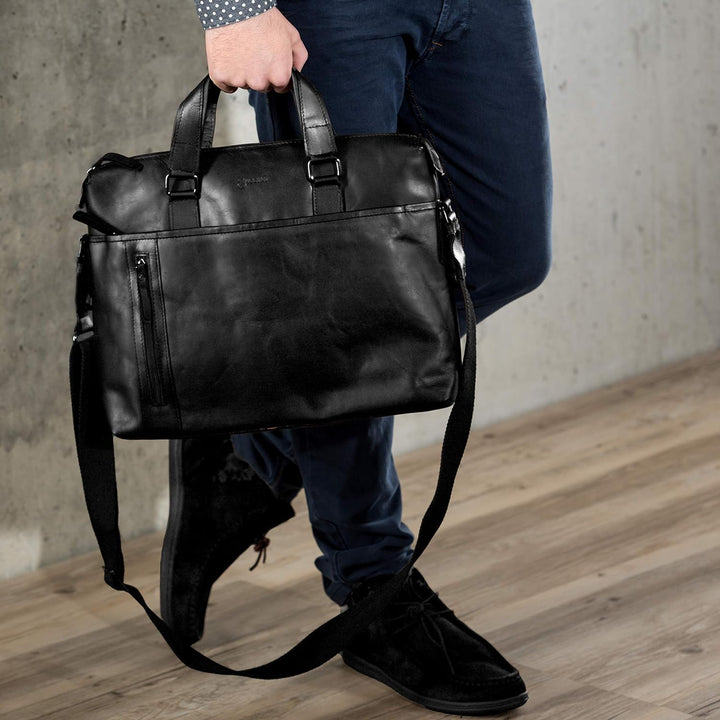 BACCINI Laptoptasche LEANDRO aus Premium Leder I Business-Tasche gross für Herren 15 Zoll extra Lapt