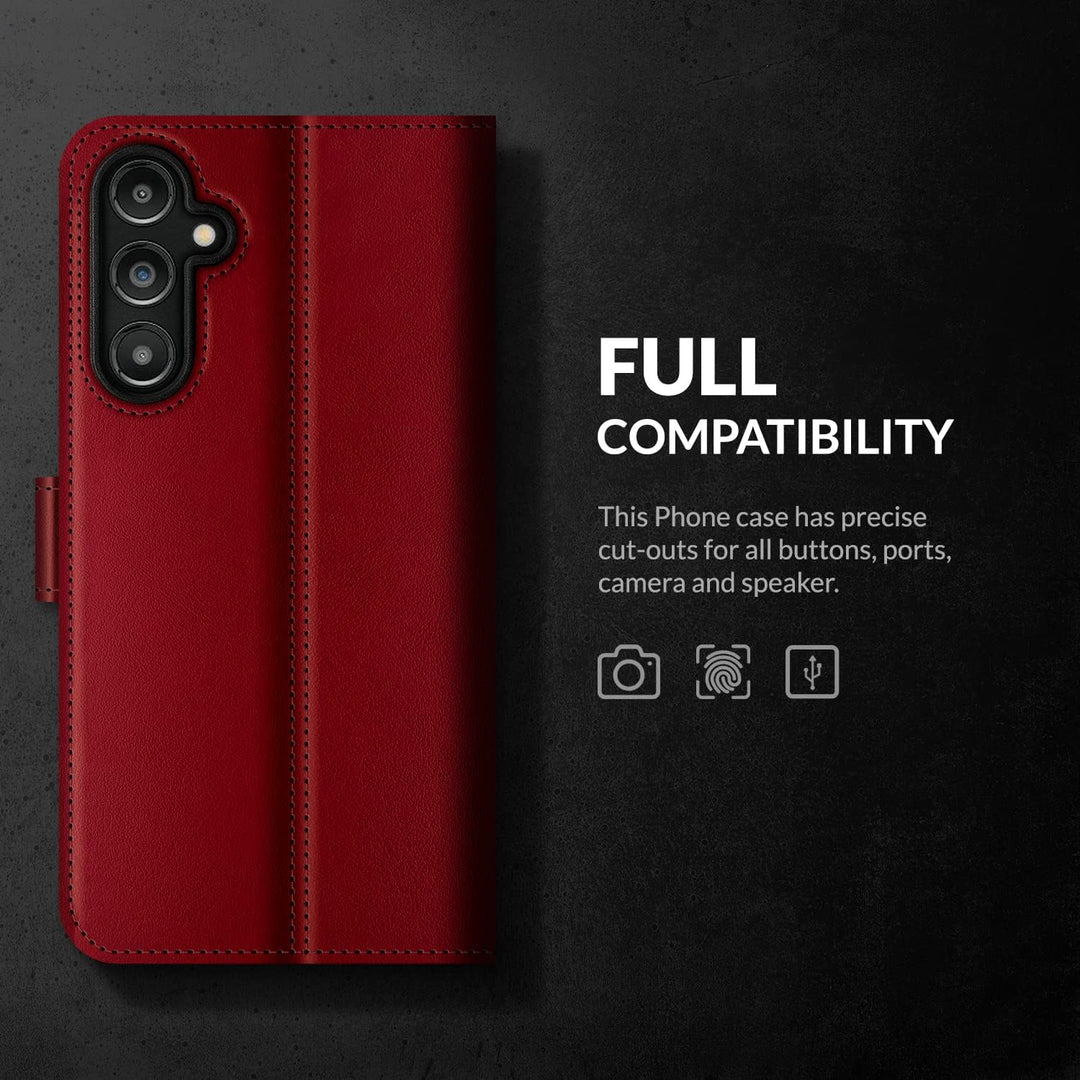SURAZO Premium Slim Magnet Handyhülle für Samsung Galaxy A34 5G Hülle Leder – Klappbare Echtleder Sc