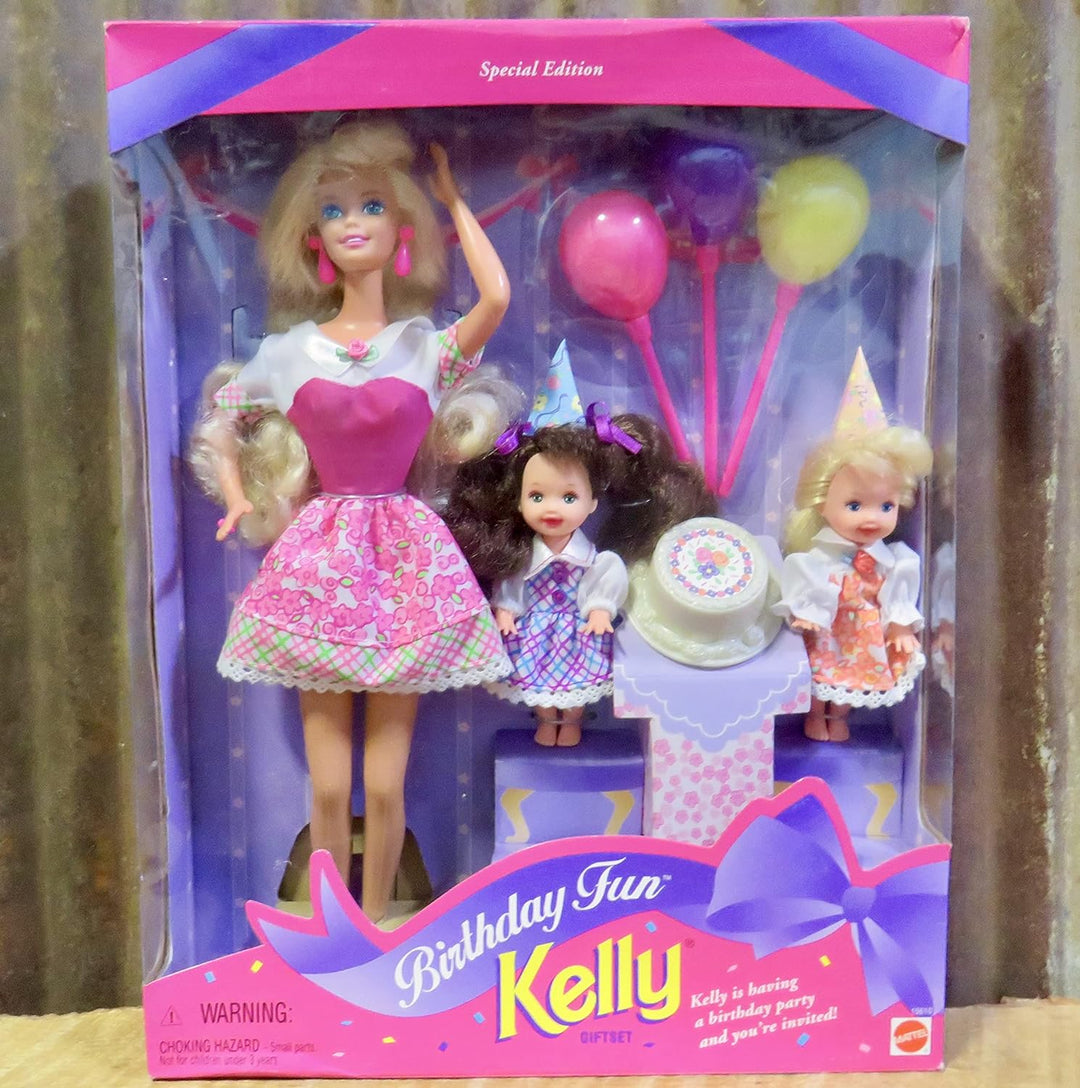 Barbie Birthday Fun KELLY Giftset Special Edition w Barbie, Kelly & Chelsea Dolls & Accessories (199
