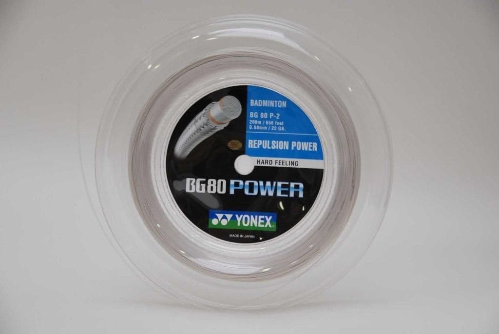 Yonex Saiten für Badmintonschläger BG80 Power, 200 m Reel Weiss, Weiss