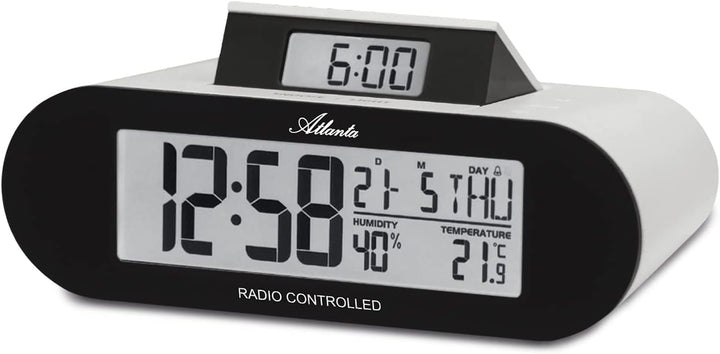 Atlanta Funkwecker Digital LCD Anzeige Pop-Up Display Temperatur Luftfeuchtigkeit - 1869, 15 x 5 x 7