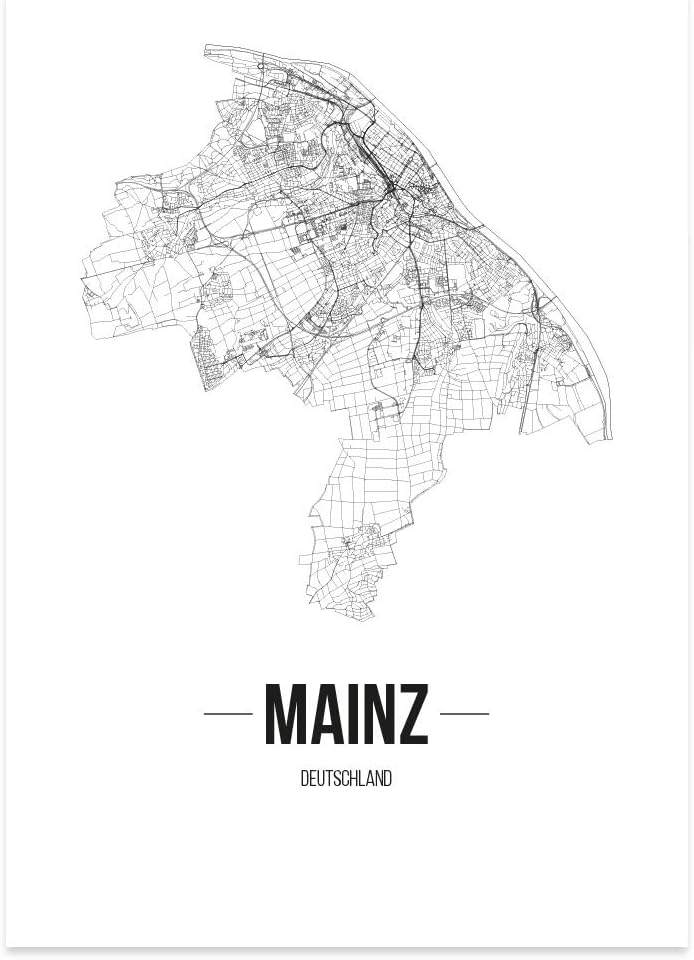 JUNIWORDS Stadtposter, Mainz, Wähle eine Grösse, 60 x 90 cm, Poster, Schrift B, Weiss 60 x 90 cm Sch