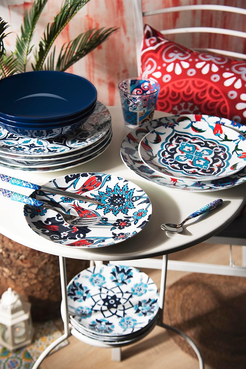Excelsa Topkapi Teller-Set, 18 Stück, Porzellan und Steineware, mehrfarbig, 6 Personen Set 18 Pezzi
