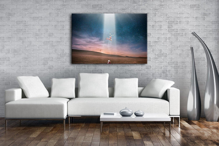 deyoli Ufo Entführung Format: 80x60 als Leinwandbild, Motiv fertig gerahmt auf Echtholzrahmen, Hochw