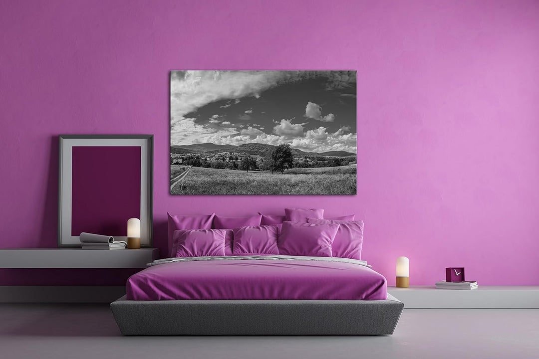 deyoli schöne Landschaft mit Bergen Effekt: Schwarz/Weiss im Format: 80x60 als Leinwandbild, Motiv f