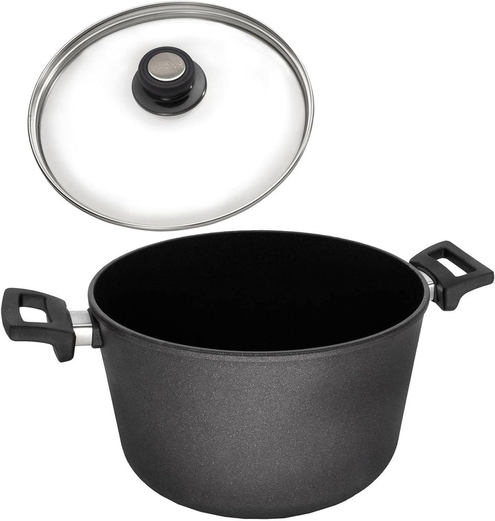 Eurolux Guss-Topf Induktion Set & Glas-Deckel Ø 28 cm - ca. 8,5 Liter - grosser hoher Universal-Koch