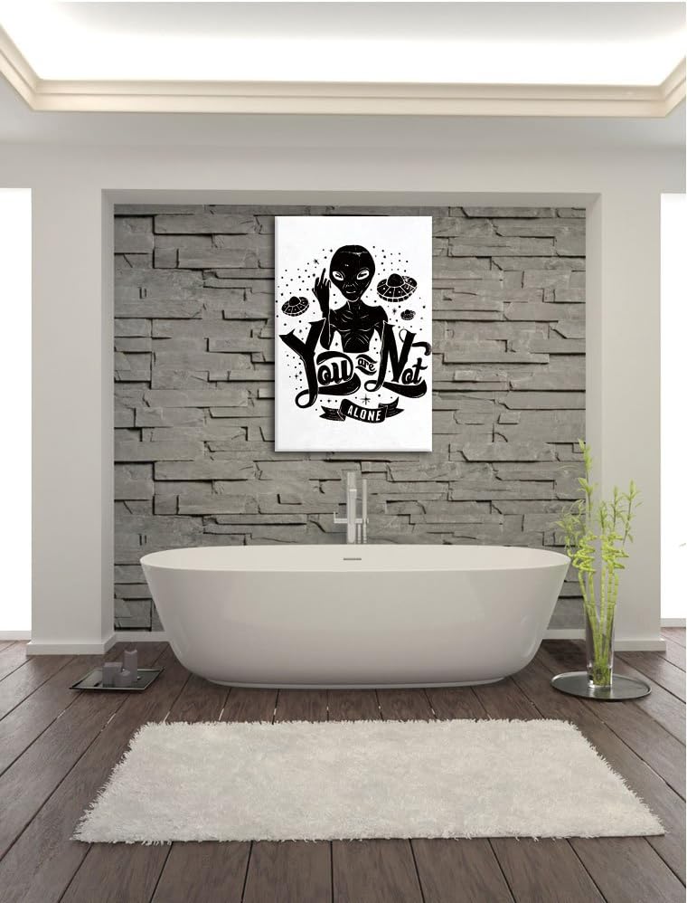 Pixxprint You Are not Alone White Bild auf Leinwand, XXL riesige Bilder fertig gerahmt mit Keilrahme