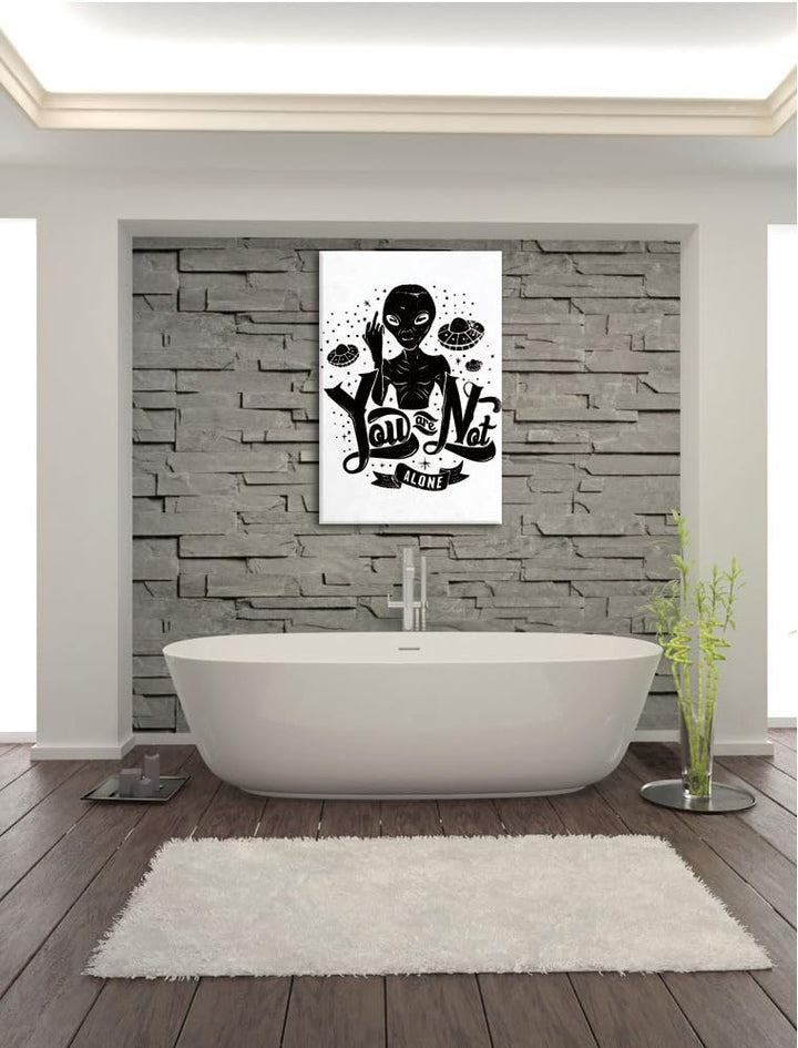 Pixxprint You Are not Alone White Bild auf Leinwand, XXL riesige Bilder fertig gerahmt mit Keilrahme
