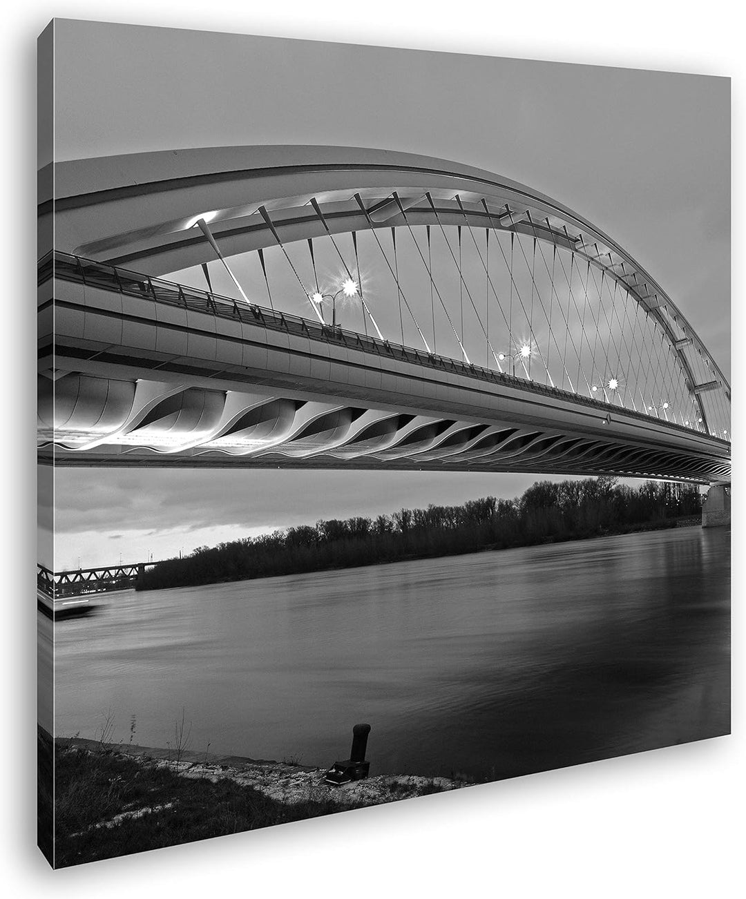 deyoli Moderne Hängebrücke Format: 70x70 Effekt: Schwarz&Weiss als Leinwandbild, Motiv fertig gerahm