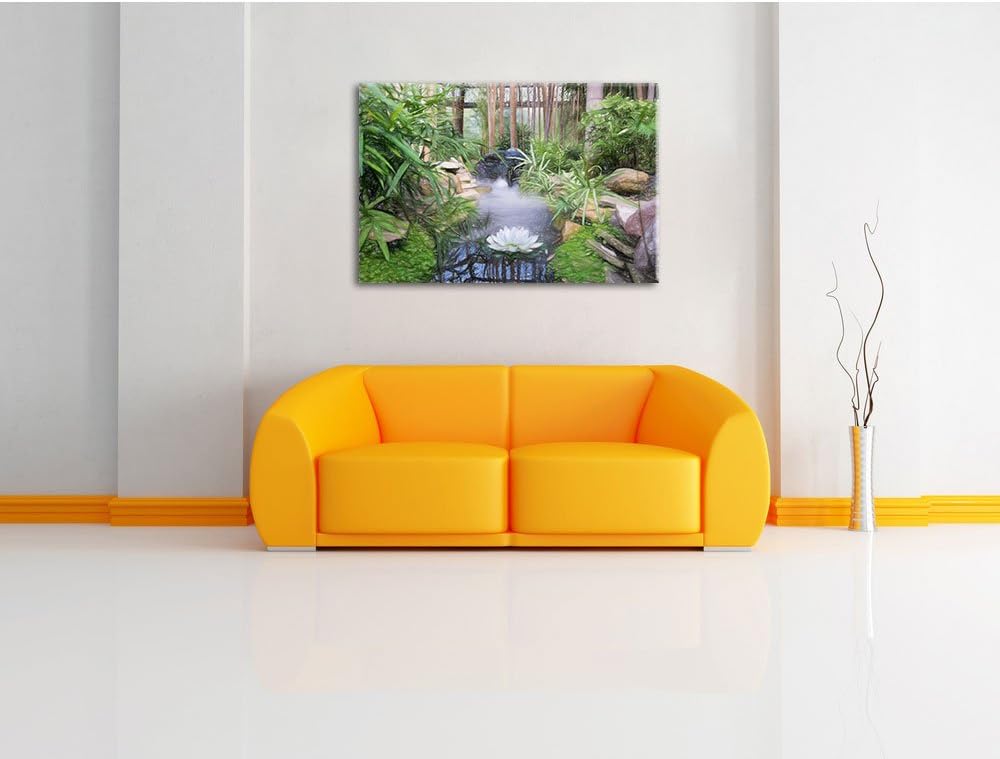 Pixxprint Zen Garten Japan / 100x70cm Leinwandbild bespannt auf Holzrahmen/Wandbild Kunstdruck Dekor