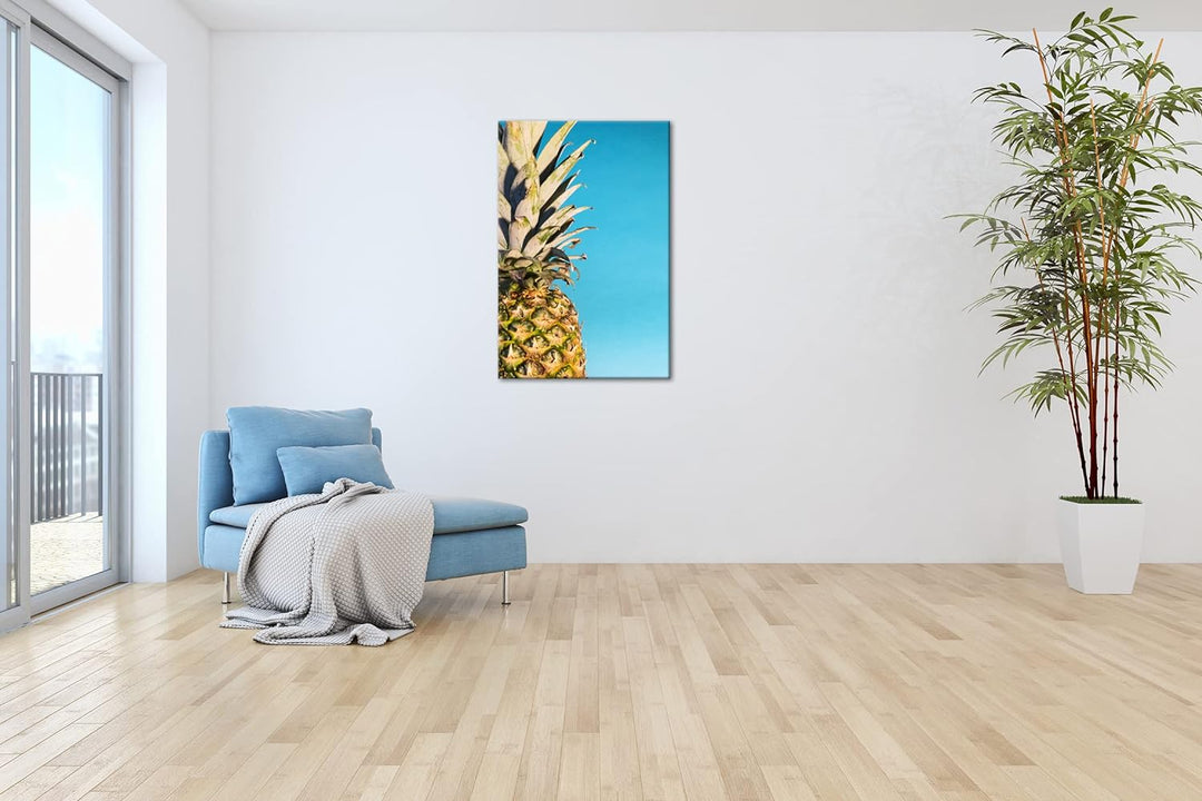 deyoli saftige Ananas Format: 80x60 als Leinwand, Motiv fertig gerahmt auf Echtholzrahmen, Hochwerti
