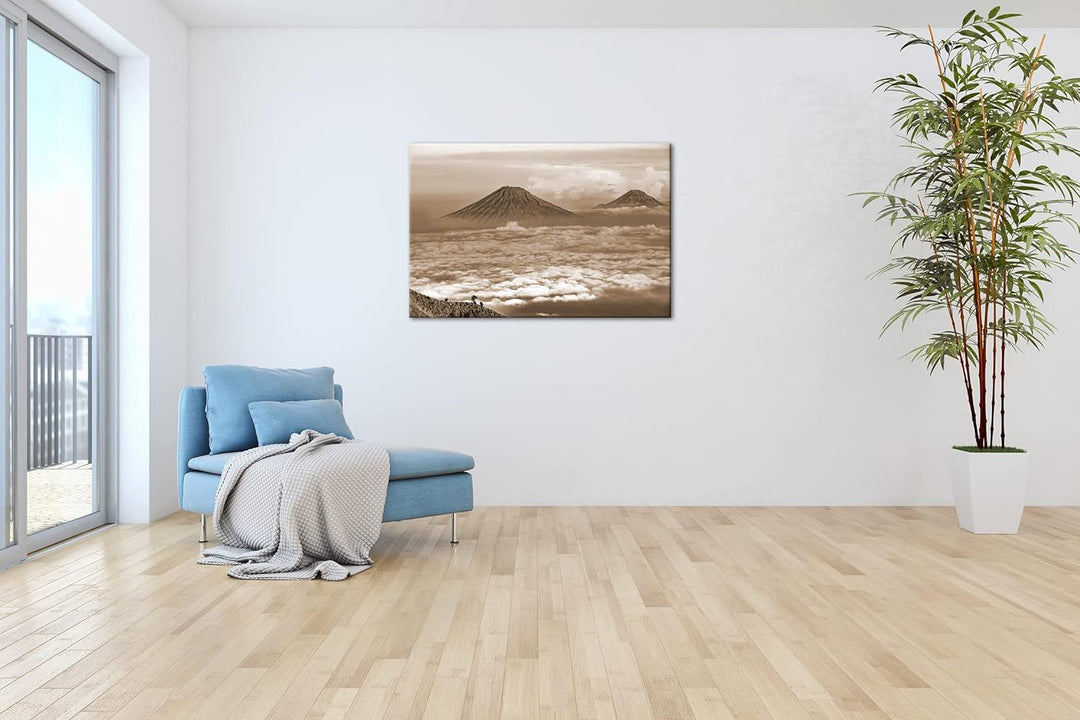 deyoli Vulkane in Java Indonesien Format: 80x60 Effekt: Sepia als Leinwandbild, Motiv fertig gerahmt