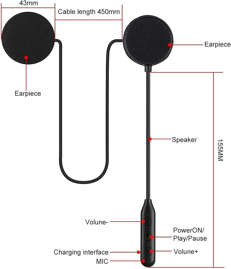 Motorrad Bluetooth 5.2 Kopfhörer Outdoor Helm Kopfhörer Bluetooth Stereo Musik und Sprachmikrofon We