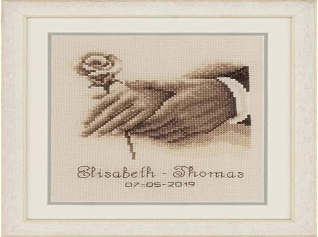 Vervaco PN-0179745 Ehe Ringe Stickpackung Zählmuster, Baumwolle, mehrfarbig, ca. 16 x 18 cm / 6,4" x