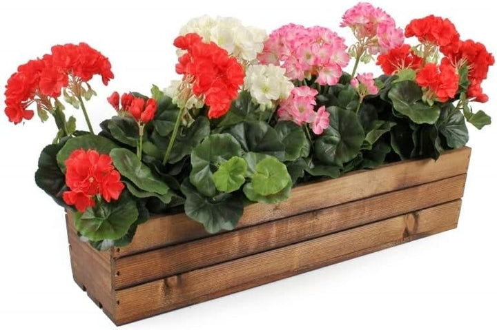 KOTARBAU® Holzblumenkasten Braun mit Kunststoffeinsatz 60 x 18 x15 cm Blumentopf Pflanzkasten Braun