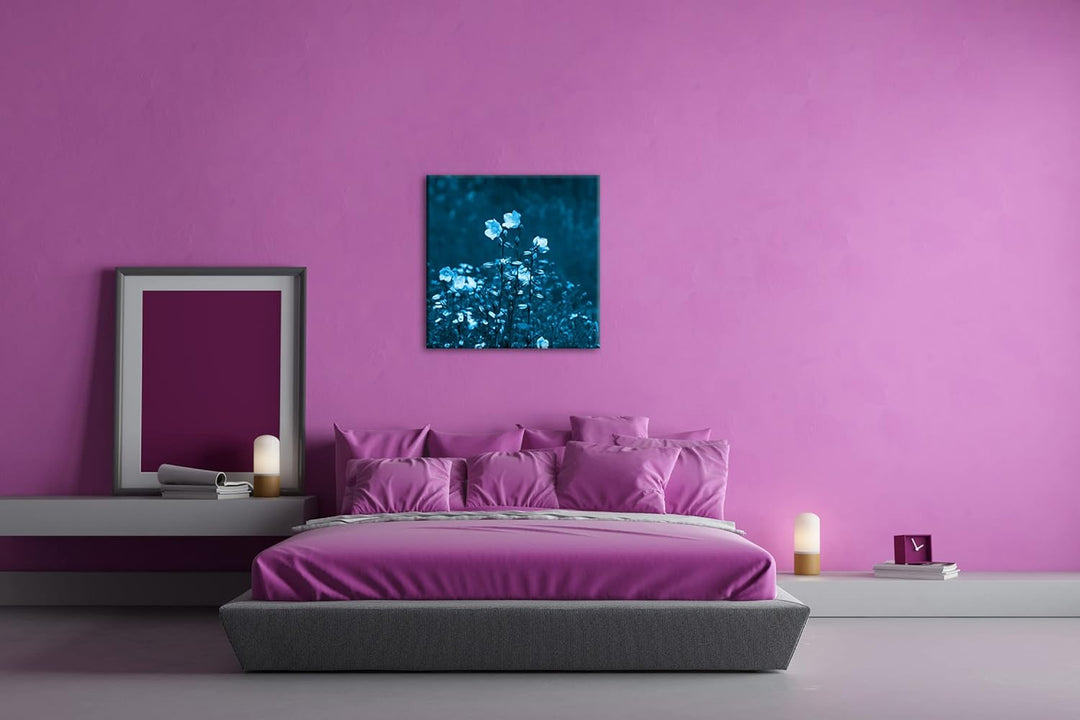 deyoli Zauberhafte Wiesenblumen Format: 60x60 Effekt: Monocrome Blau als Leinwandbild, Motiv fertig