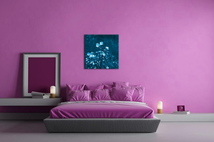 deyoli Zauberhafte Wiesenblumen Format: 60x60 Effekt: Monocrome Blau als Leinwandbild, Motiv fertig