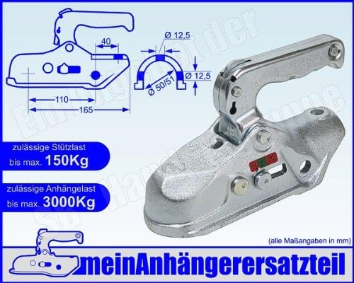 ALBE Berndes Zugkugelkupplung Kugelkupplung Zugrohr 50mm 51mm EM 300 R B 05650 für Pkw Anhänger