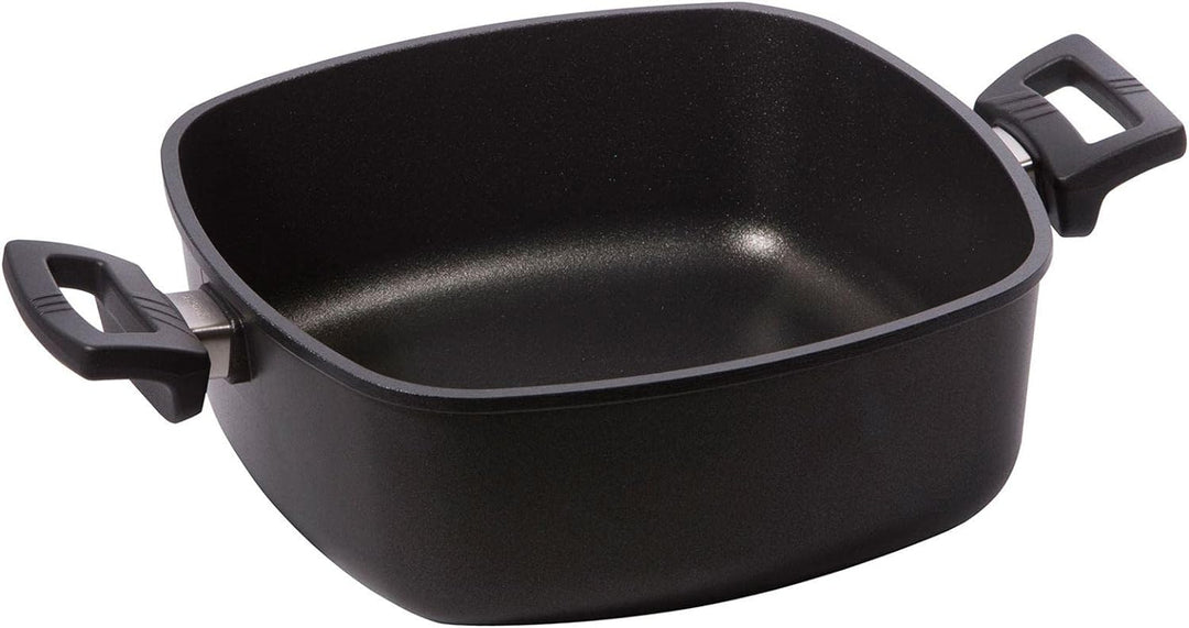 Eurloux Guss-Kasserolle Induktion 28x28 cm - hohe quadratische Universal Bratenkasserolle mit Beschi