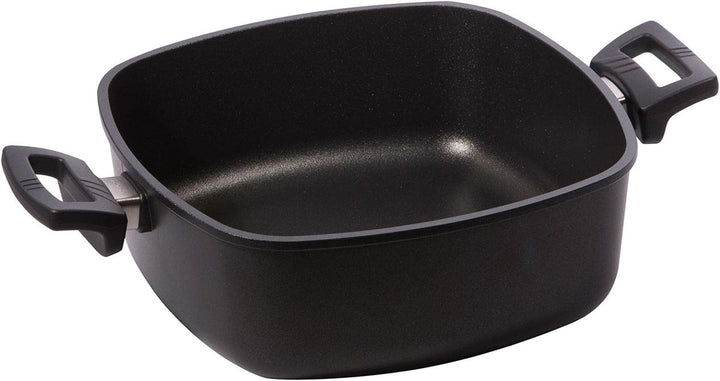 Eurloux Guss-Kasserolle Induktion 28x28 cm - hohe quadratische Universal Bratenkasserolle mit Beschi