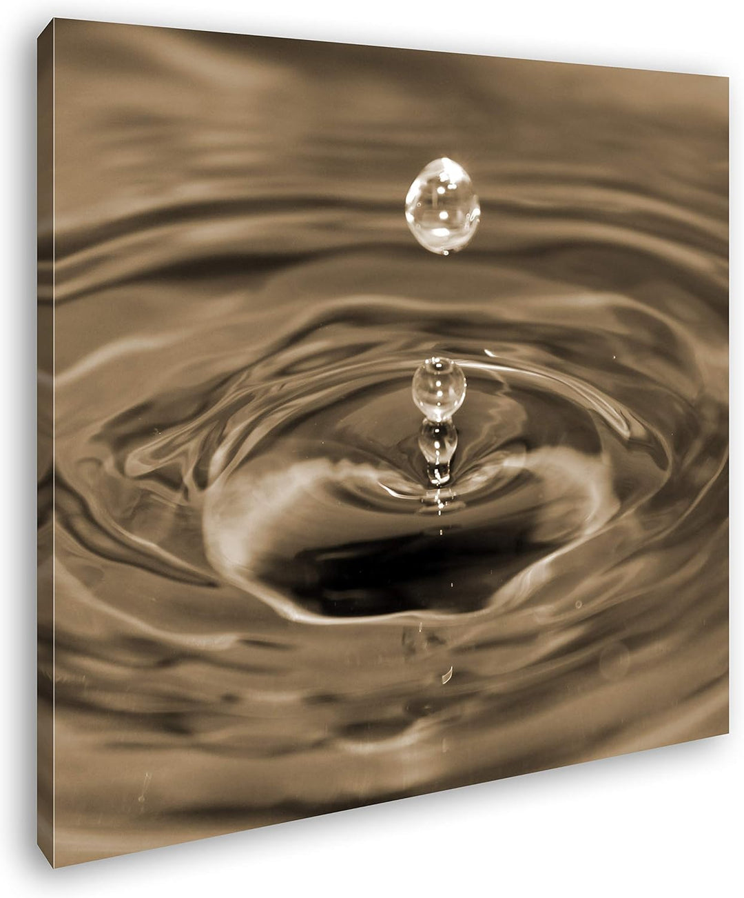 deyoli Wassertropfen Schlagen Wellen Format: 70x70 Effekt: Sepia als Leinwandbild, Motiv auf Echthol