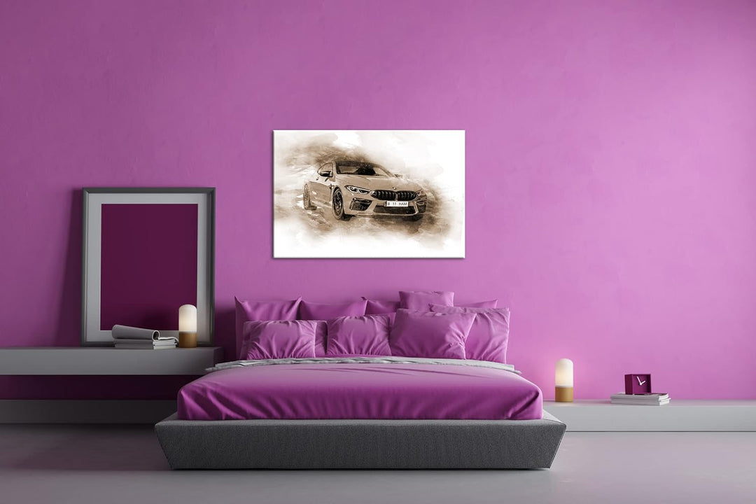 deyoli küstlericher Sportwagen Effekt: Sepia Format: 80x60 als Leinwandbild, Motiv fertig gerahmt au