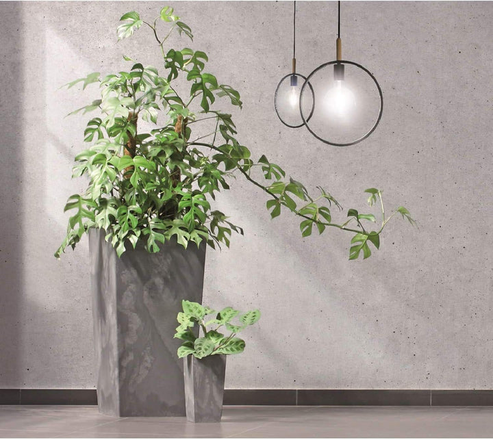 Maceta alta 35 L Prosperplast Urbi Square Effect de plástico CON depósito en color Antracita, 55 (al
