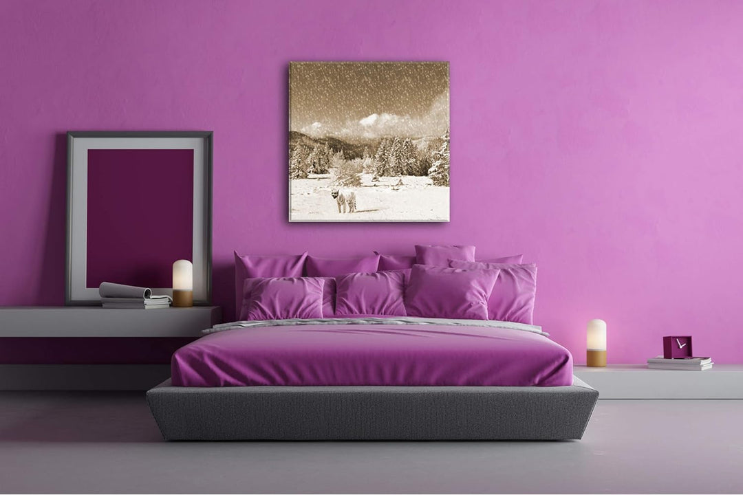 deyoli Tiger im Schneesturm Format: 60x60 Effekt: Sepia als Leinwandbild, Motiv auf Echtholzrahmen,