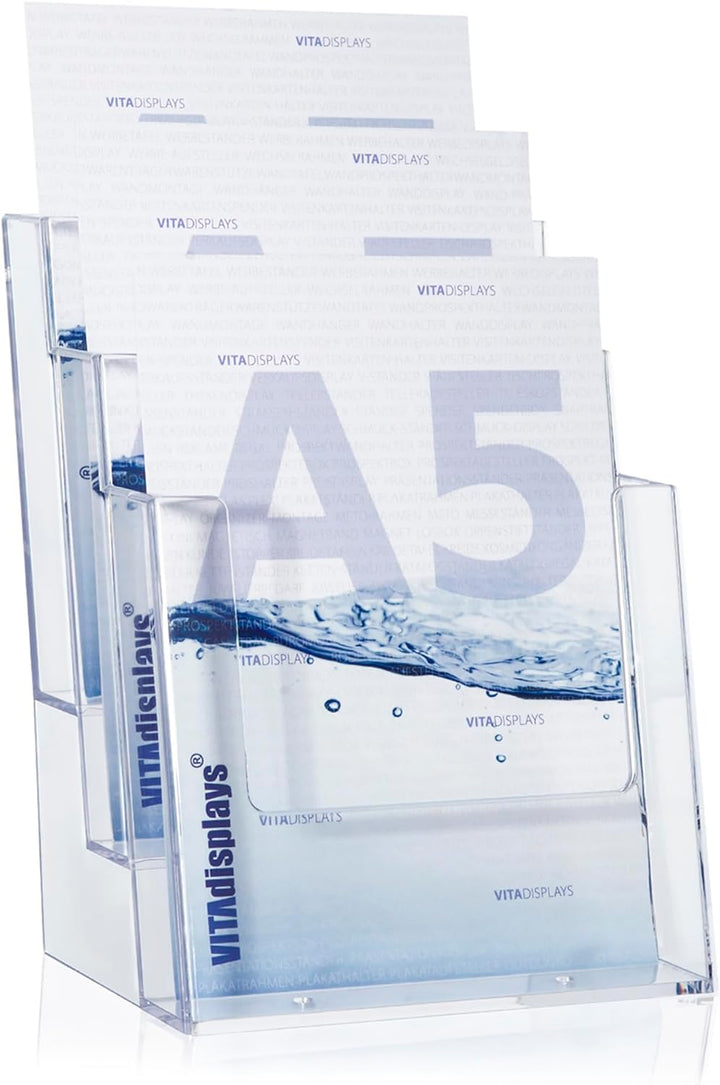 2 3C160 Stück taymar Prospektständer, 3 Fächer, für Prospekte, Broschüren in A5 3 Fächer 2er Pack Si