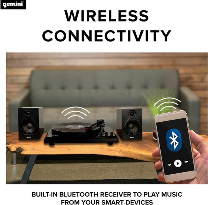 Gemini TT-900BB - Black | Plattenspieler mit Soundsystem - Bluetooth - Komplettsystem