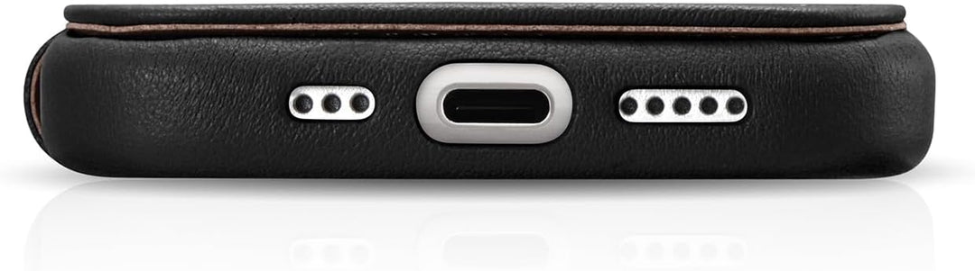 Mobiskin Hülle für iPhone 15 (6,1 Zoll), Handyhülle mit Leder, Case kompatibel mit MagSafe, Schutzhü