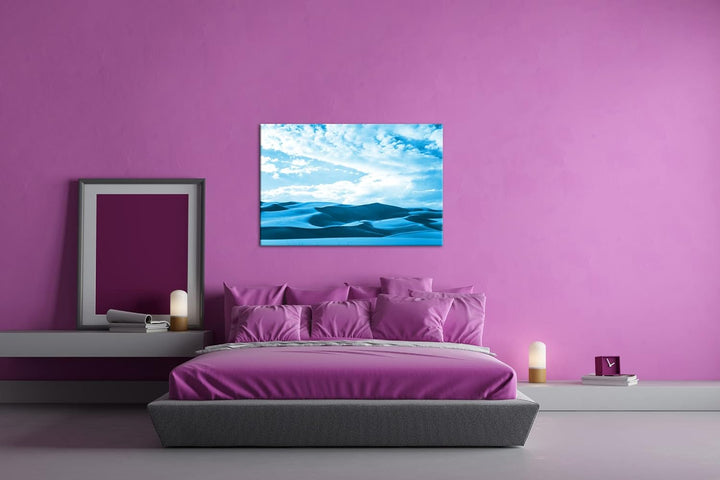 deyoli Wüstendünen Format 80x60 Effekt: Monocrome Blau als Leinwandbild, Motiv fertig gerahmt auf Ec