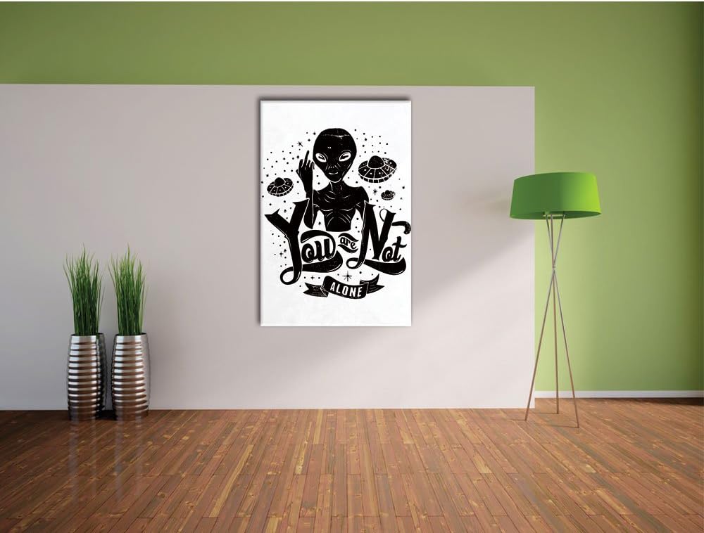 Pixxprint You Are not Alone White Bild auf Leinwand, XXL riesige Bilder fertig gerahmt mit Keilrahme