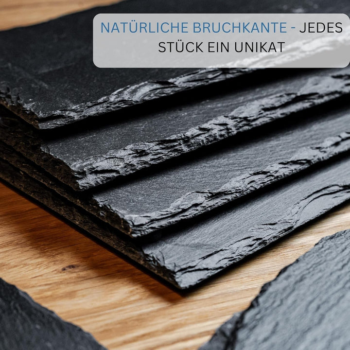 Westmark 8 Naturschiefer-/Servierplatten, mit Kratzschutz, Fläche: je 30 x 10 cm, Schiefer, Tapas +
