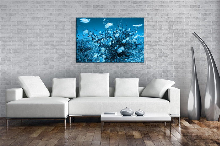 deyoli Kornblumen im Frühling Format 80x60 Effekt: Monocrome Blau als Leinwandbild, Motiv fertig ger