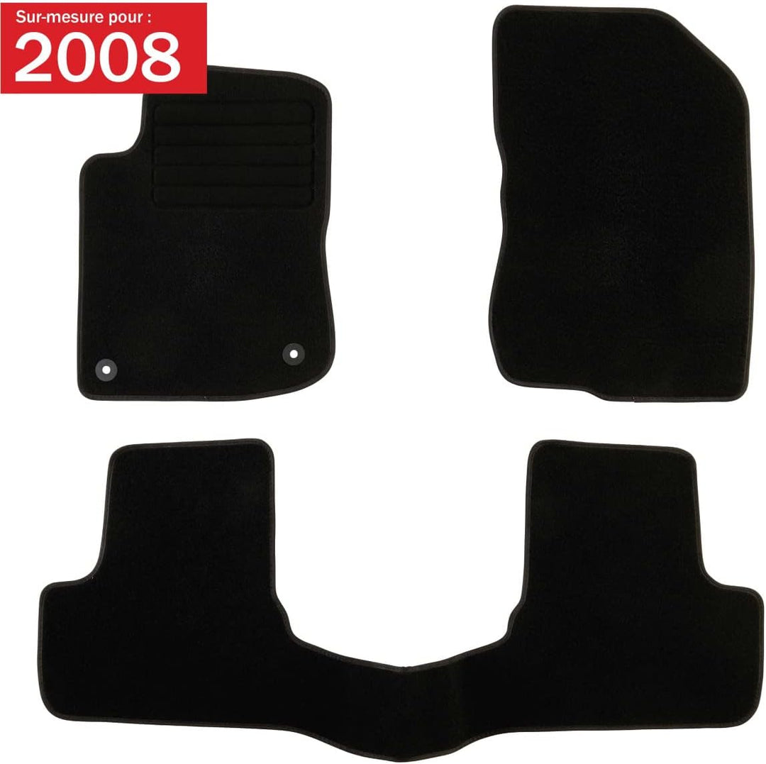 DBS Autofussmatte - nach Mass - 3-teilig - Anti Rutsch - schwarzer Nadelfilz 900g/m² - Velours Ferti