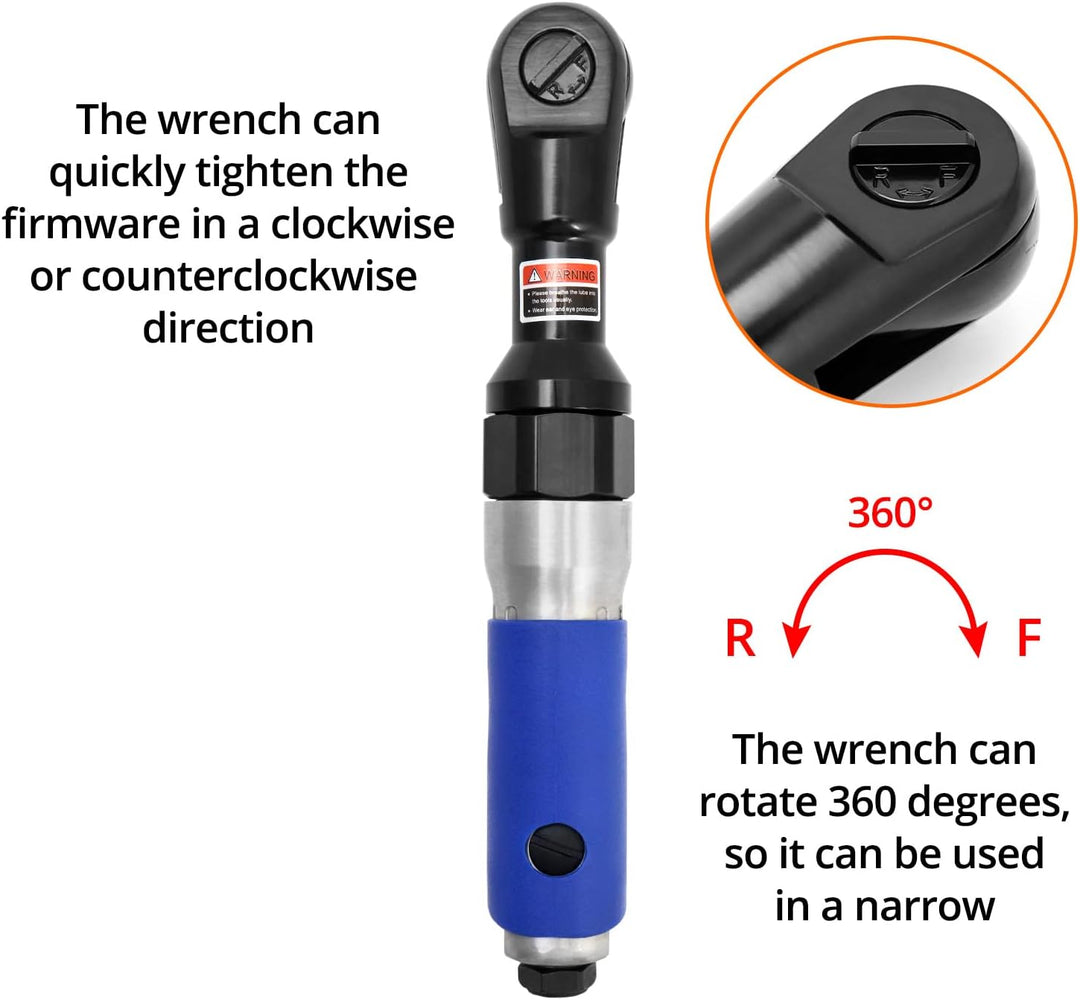 QWORK® Druckluft Ratschenschrauber , 1/2" / 12.5mm , 85 N.M maximales Drehmoment, 1/2"