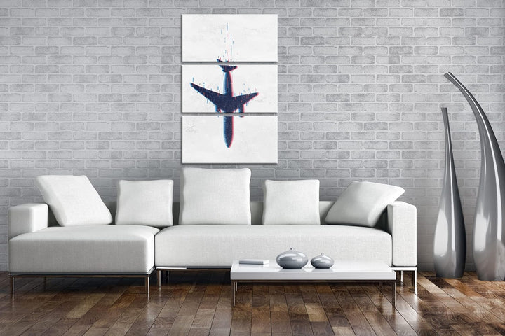 deyoli stürzendes Flugzeug Format: 3Teilig als Leinwandbild, Motiv fertig gerahmt auf Echtholzrahmen