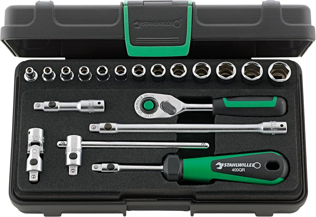 STAHLWILLE 40/13/6QR KN Steckschlüssel / Ratschen Set – 19-teilig | 1 Knarre, 13 Steckschlüssel, +Ve