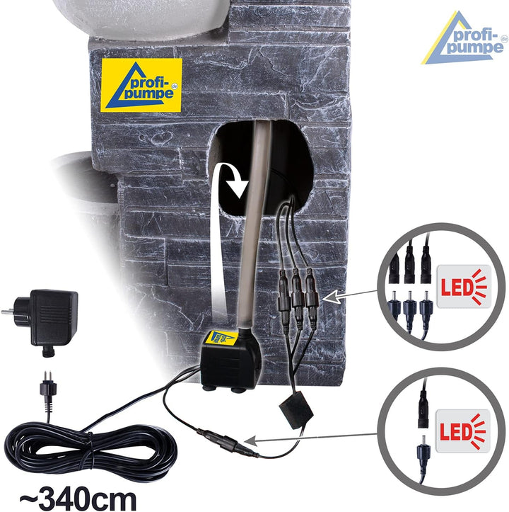 Gartenbrunnen Brunnen Zierbrunnen Zimmerbrunnen Springbrunnen Brunnen mit LED-Licht 230V Wasserfall