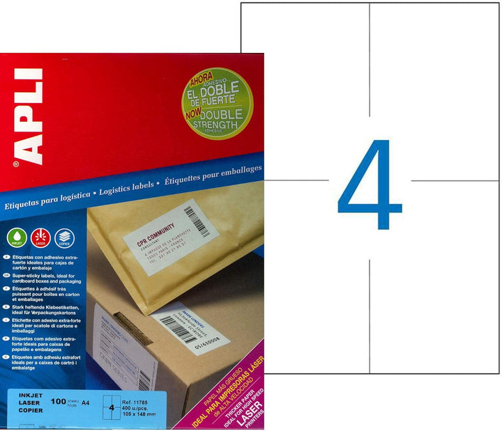 APLI 011785 400 Etiketten extrastark, 105 mm x 148 mm, weiss