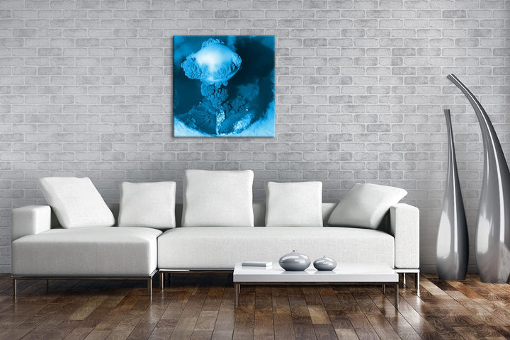 deyoli Vulkanausbruch Format: 60x60 Effekt: Monocrome Blau als Leinwand, Motiv fertig gerahmt auf Ec