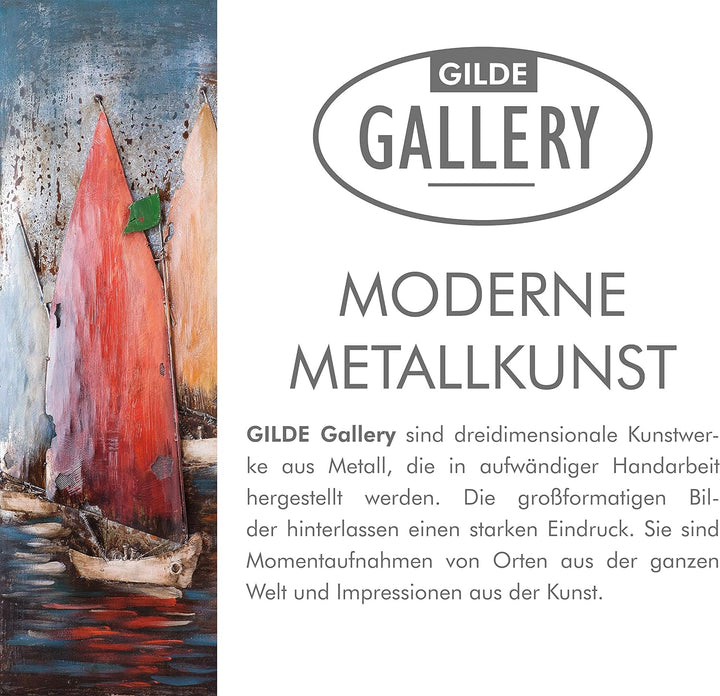 GILDE Gallery Bild - Kunstobjekt - Leuchtturm - handgefertigte Metallkunst auf Holz 100 x 75