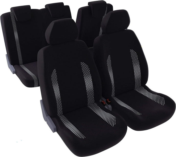 DBS - Autositzbezüge | Schonbezüge - PKW/Auto - 5 Sitze - Schwarz + Jacquard - Universal - rutschfes
